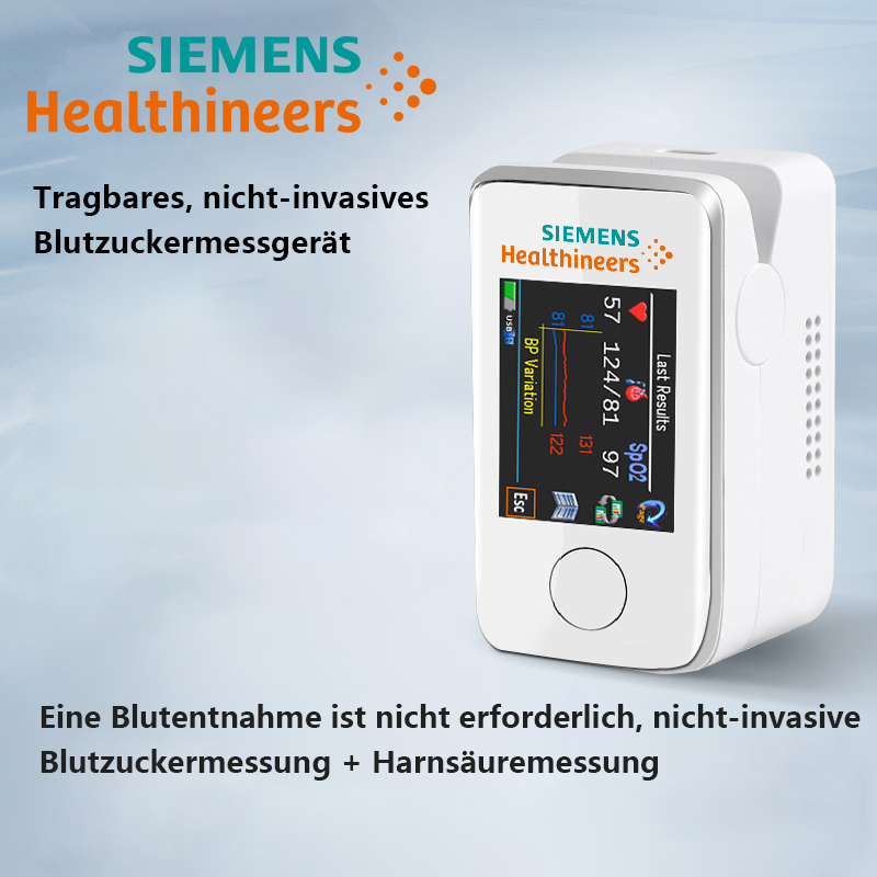 Herzfrequenzmessung/Blutsauerstoffmessung/Blutzuckermessung/Blutdruckmessung/Pulsmessung/Harnsäuretest + Datenaufzeichnung, großer Touchscreen, Bluetooth-Verbindung.